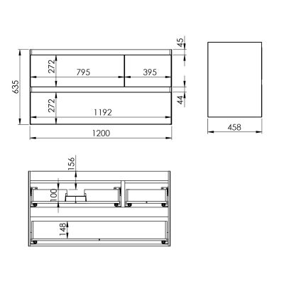 Elita Split RE012006155290 szafka 120x45.8x63.5 cm podumywalkowa wisząca biała