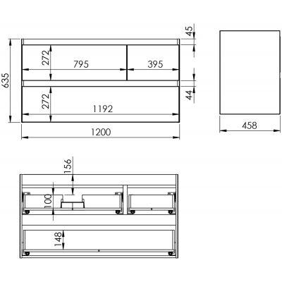 Elita Split RE012006157020 szafka 120x45.8x63.5 cm podumywalkowa wisząca beżowa