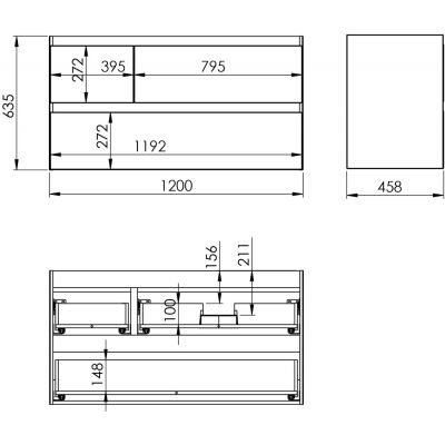 Elita Split RE012005155290 szafka 120x45.8x63.5 cm podumywalkowa wisząca biała