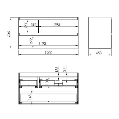 Elita Split RE012005157160 szafka 120x45.8x63.5 cm podumywalkowa wisząca czarna
