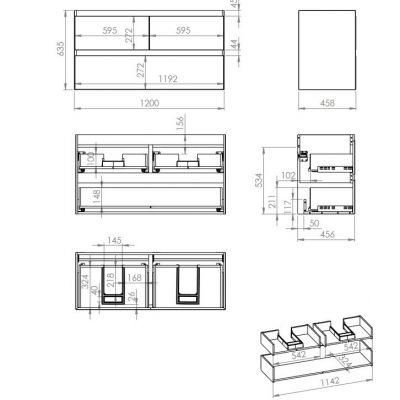 Elita Split RE012007157160 szafka 120x45.8x63.5 cm podumywalkowa wisząca czarna