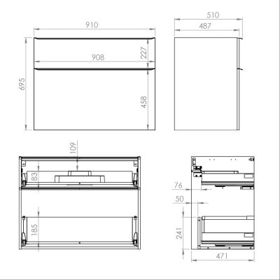 Elita Lofty RE010900027160 szafka 90x48.7x69.5 cm podumywalkowa wisząca czarna