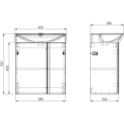 Elita Skye RE020600127160 umywalka z szafką 60.5 cm czarną