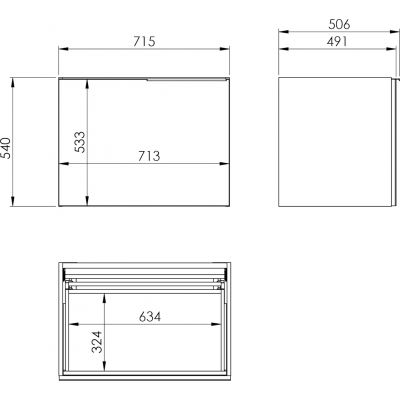 Elita Glam RE010700167160 szafka 71.5x47.1x54 cm podumywalkowa wisząca czarna