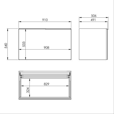 Elita Glam RE010900167160 szafka 91x47.1x54 cm podumywalkowa wisząca czarna