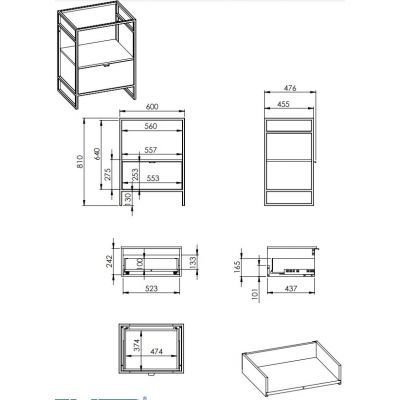 Elita Indus RE150600077160 konsola podumywalkowa 60x45.5x81 cm czarna