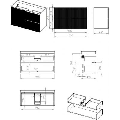 Elita Soho RE011004047020 szafka 100x45.3x63.5 cm podumywalkowa wisząca beżowa