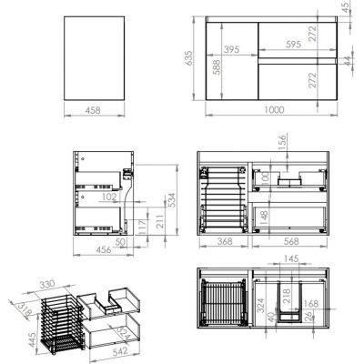 Elita Split RE011005057030 szafka 100x45.8x63.5 cm podumywalkowa wisząca niebieska