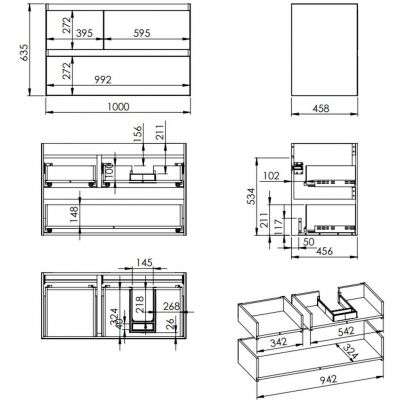 Elita Split RE011005158060 szafka 100x45.8x63.5 cm podumywalkowa wisząca biała