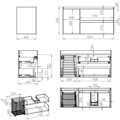 Elita Split RE011205257020 szafka 120x45.8x63.5 cm podumywalkowa wisząca beżowa