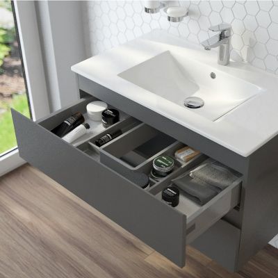 Oltens Vernal 60001400 szafka 80x45.6x47 cm podumywalkowa wisząca grafitowa