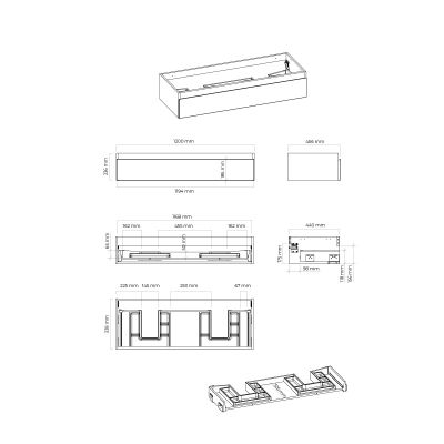 Oltens Vernal 60012400 szafka 120x45.6x23.6 cm podumywalkowa wisząca grafitowa