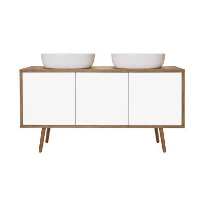 Oltens Hedvig 60205060 szafka 140x45x49.7 cm podumywalkowa wisząca biała-dąb