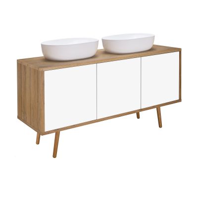 Oltens Hedvig 60205060 szafka 140x45x49.7 cm podumywalkowa wisząca biała-dąb