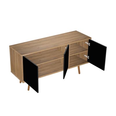 Oltens Hedvig 60205360 szafka 140x45x49.7 cm podumywalkowa wisząca czarna-dąb