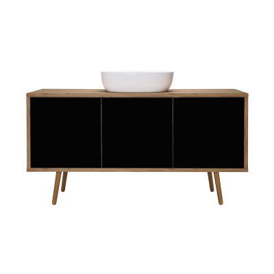 Oltens Hedvig 60205360 szafka 140x45x49.7 cm podumywalkowa wisząca czarna-dąb