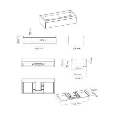 Oltens Vernal 60011300 szafka 100x45.6x23.6 cm podumywalkowa wisząca czarna