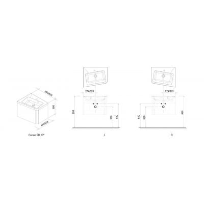 Ravak 10° X000000750 szafka wisząca podumywalkowa 65x53.5 cm