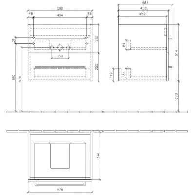 Villeroy & Boch Avento A88900B1 szafka wisząca podumywalkowa 58x45.2 cm