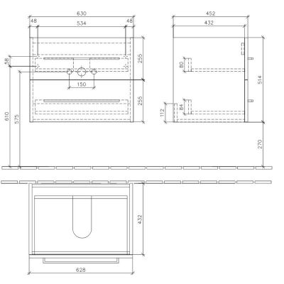 Villeroy & Boch Avento A89000B3 szafka wisząca podumywalkowa 63x45.2 cm