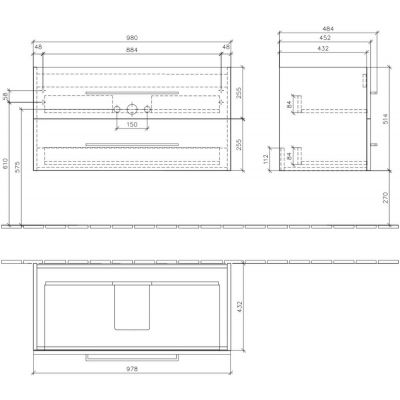 Villeroy & Boch Avento A89200B4 szafka wisząca podumywalkowa 98x45.2 cm