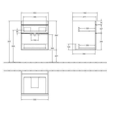 Villeroy & Boch Venticello A92301MS szafka podumywalkowa wisząca 55.3x50.2 cm