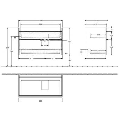 Villeroy & Boch Venticello A92801DH szafka wisząca podumywalkowa 95.3x50.2 cm