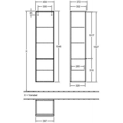 Villeroy & Boch Venticello A95111MS szafka wisząca boczna 40.4x37.2 cm
