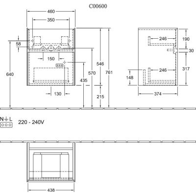 Villeroy & Boch Collaro C00600DH szafka wisząca podumywalkowa 46x37.4 cm