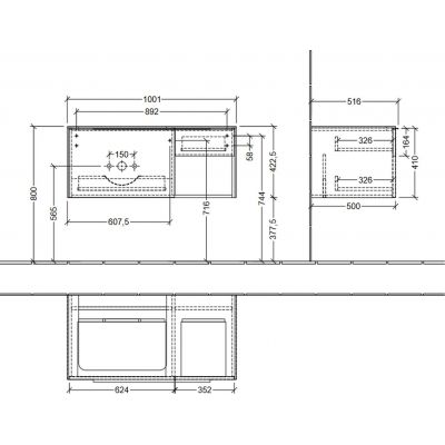 Villeroy & Boch Subway 3.0 C57200VE szafka podumywalkowa wisząca 100.1x51.6 cm