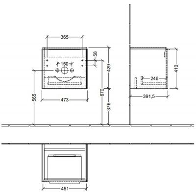 Villeroy & Boch Subway 3.0 C58001RH szafka wisząca podumywalkowa 47.3x40.8 cm