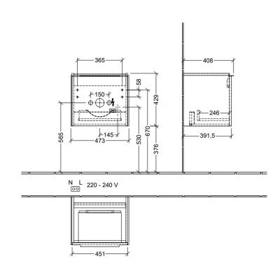 Villeroy & Boch Subway 3.0 C580L0VJ szafka wisząca podumywalkowa 47.3x39.2 cm