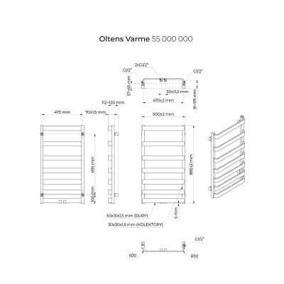 Oltens Varme 55000000 grzejnik łazienkowy dekoracyjny 89.5x50 cm biały