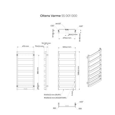 Oltens Varme 55001000 grzejnik łazienkowy dekoracyjny 108.5x50 cm biały