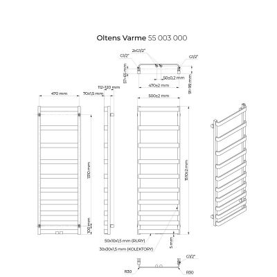 Oltens Varme 55003000 grzejnik łazienkowy dekoracyjny 151x50 cm biały