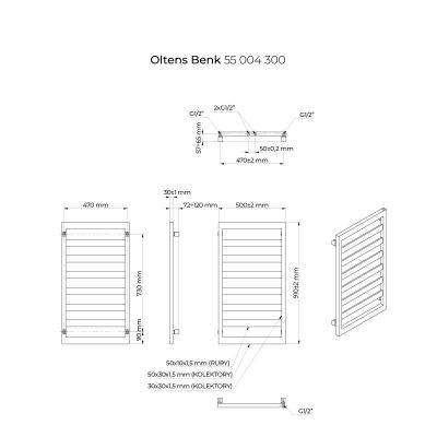 Oltens Benk 55004300 grzejnik łazienkowy dekoracyjny 91x50 cm czarny