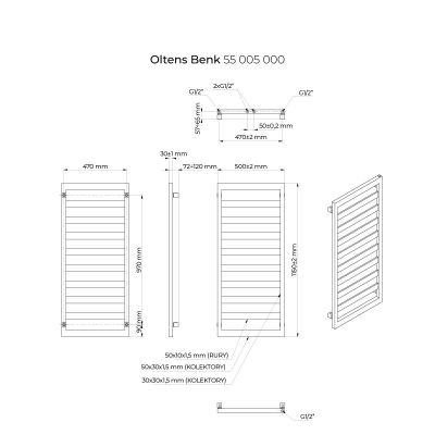 Oltens Benk 55005000 grzejnik łazienkowy dekoracyjny 115x50 cm biały