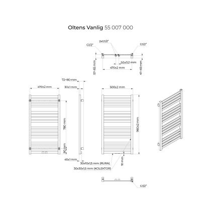 Oltens Vanlig 55007000 grzejnik łazienkowy dekoracyjny 96x50 cm biały