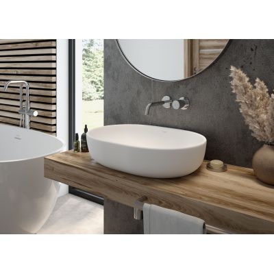 Oltens Hamnes 40820000 umywalka 60.5x41.5 cm owalna nablatowa biała