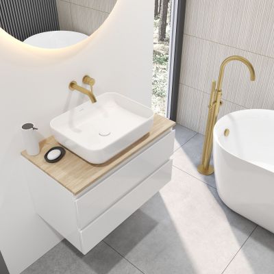 Oltens Hadsel 40808000 umywalka 50x40 cm prostokątna nablatowa biała