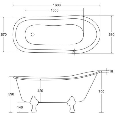 Besco Olaya #WAO160BI wanna wolnostojąca 160x68 cm