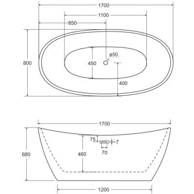 Besco Ayla #WAS170AYSG wanna wolnostojąca 170x80 cm