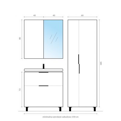 Cersanit City S584019DSM szafka wisząca boczna 60x36 cm