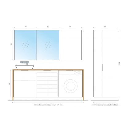 Cersanit City S584019DSM szafka wisząca boczna 60x36 cm