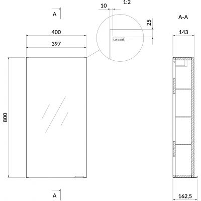 Cersanit Larga S932011 szafka wisząca boczna 40x16.2 cm
