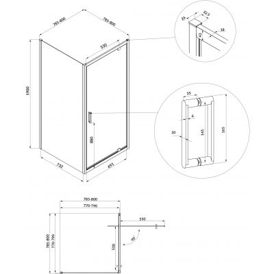 Cersanit Arteco S157009 kabina prysznicowa 80x80 cm kwadratowa chrom połysk/szkło przezroczyste