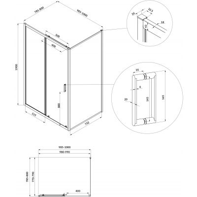 Cersanit Arteco S157011 kabina prysznicowa 100x80 cm prostokątna chrom połysk/szkło przezroczyste