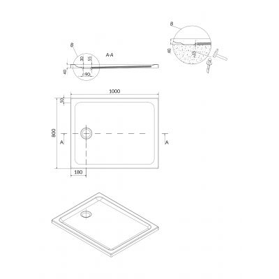Cersanit Tako S204019 brodzik prostokątny