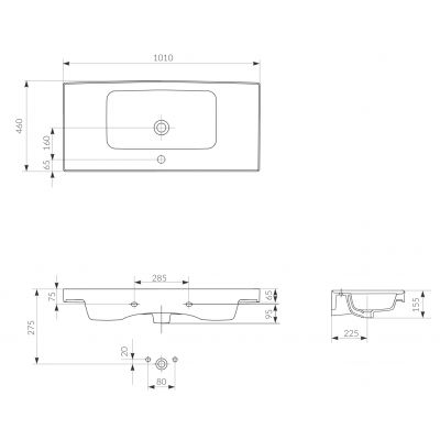Cersanit Crea K114018 umywalka 101x46 cm prostokątna meblowa biała