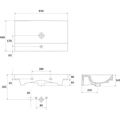 Cersanit Larga K120010 umywalka 81x46 cm prostokątna meblowa biała
